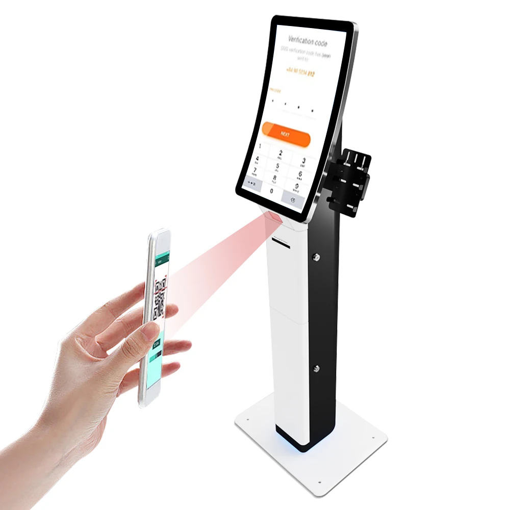23.6/32'' Curved Touch Screen Restaurant/Hotel/Bank Self Service Ordering Kiosk SDK Thermal Printer Barcode Reader QR Code