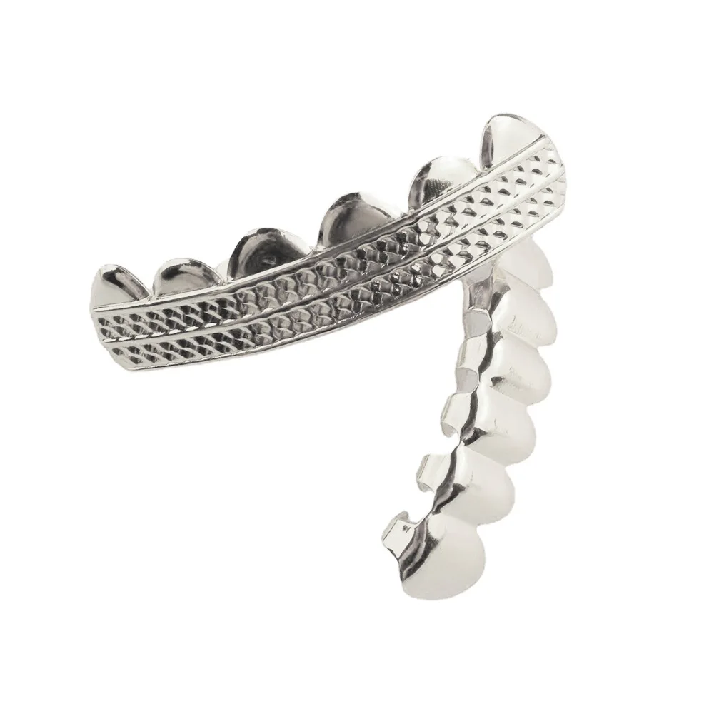 The Best-Selling HIOHOP Double-Row Striped Upper And Lower Six Teeth  Gold-Plated Hip-Hop Braces Are Fashionable