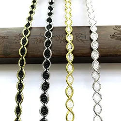 5m/16.4ft each pack Black Silver Trim Ribbons HanMade DIY curve Sewing Centipede Wedding Craft Curtain Clothes fabric Accessory