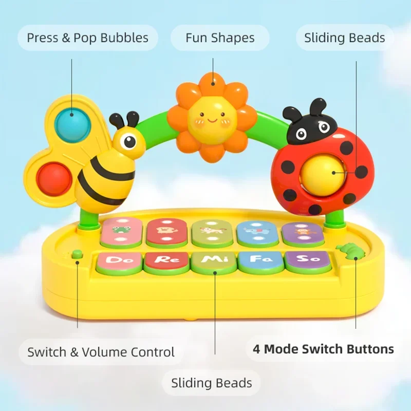 Kids Piano Keyboard Children's Early Educational Toy 4 Modes Game Animal Sounds Baby Insect Musical Instrument Toys Infant Gifts