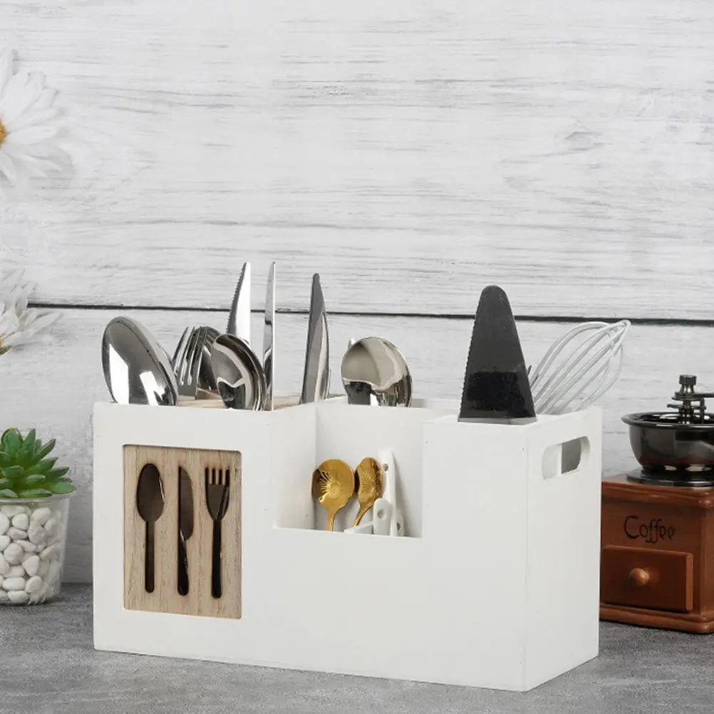 

1Pcs Wood Kitchen Utensil Organizer Cutlery Holder Scratch Resistant Practical Countertop Storage Utensil Organizer