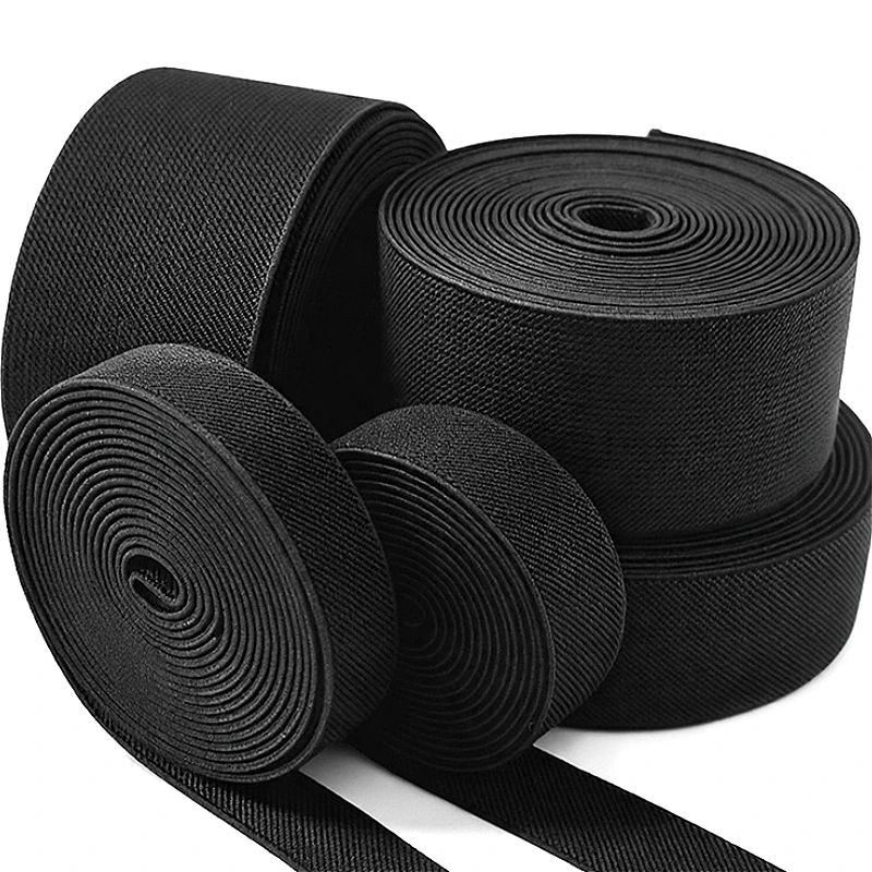 

4M 10-80mm Black Elastic Band Nylon Rubber Strap Waistband Belt Webbing Stretch Apparel Garment Sewing DIY Repair Craft Supplies