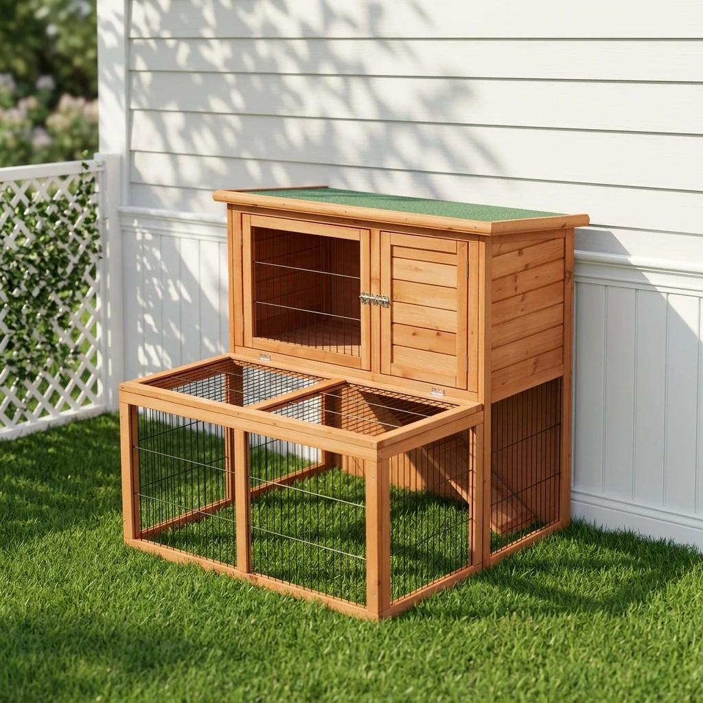 Conejera Grande Ecológica sf-SDR012 con Diseño de 2 Pisos, Caja de Anidación, Construcción de Madera Resistente a la Intemperie para Uso en Exteriores*