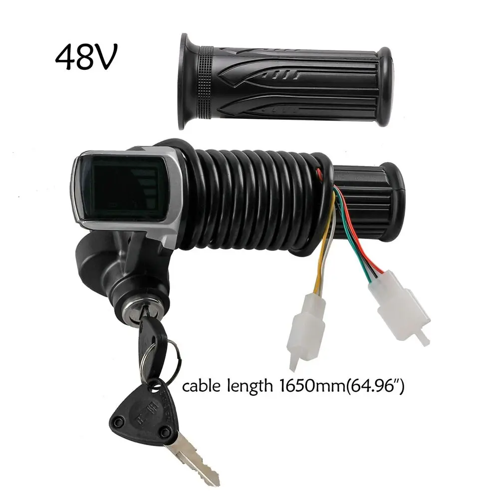 TDPRO 48V Electric Scooter ATV Handle Razor Twist Throttle Grips w/ Key Lock Power Indicator