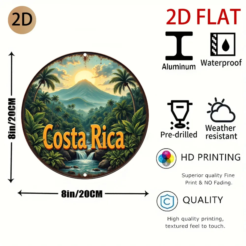 Vintage Costa Rica Tropical Metal Tin Sign Toucan Volcano Palm Tree Wall Decor Aluminum Plaque Home Bar