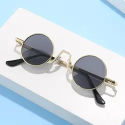 Small Round Sunglasses for Women & Men Circle Retro Shades Metal Hippie Sun Glasses UV400 Protection Punk Eyewear
