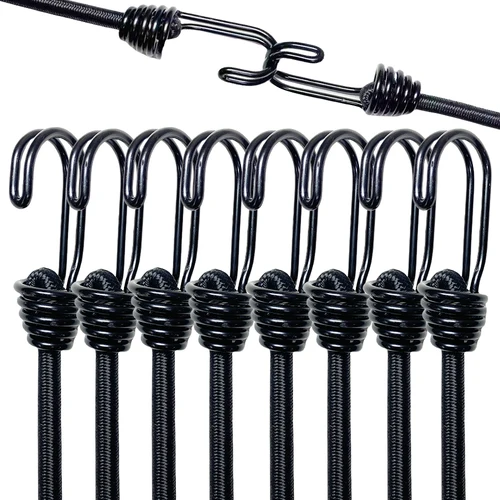 Imagen 1 del producto 8 Uds. De cuerdas elásticas de 60cm, cuerda atada de látex de alta elasticidad, cordón para equipaje de bicicleta, cuerda elástica para acampar, ganchos dobles J, correas elásticas
