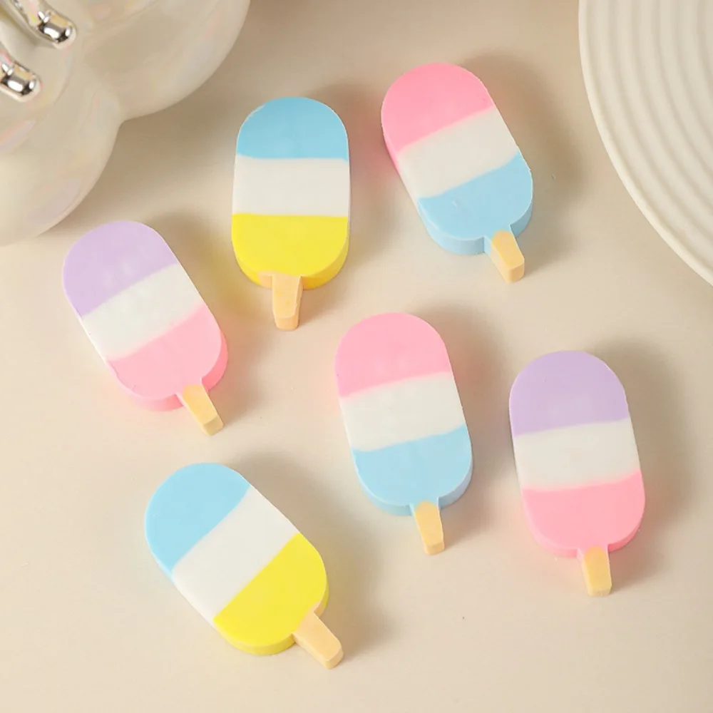 Colorido Ice Cream Shape Eraser, Borracha Kawaii, Papelaria bonito para Estudante, Fácil de Limpar Borracha Lápis Divertido