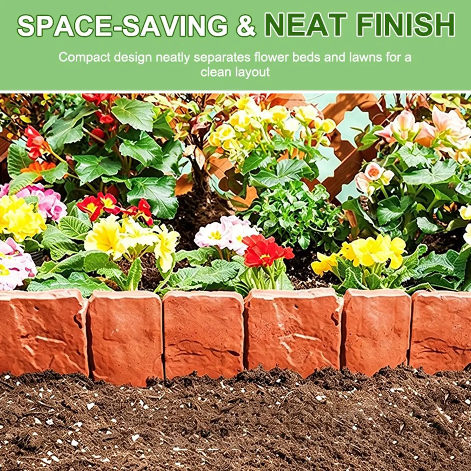 Landscape Edging Border 20-Piece No Dig Flexible Heavy Duty Garden Border Landscape Edging for Outdoor Yard Lawn Patio Deck