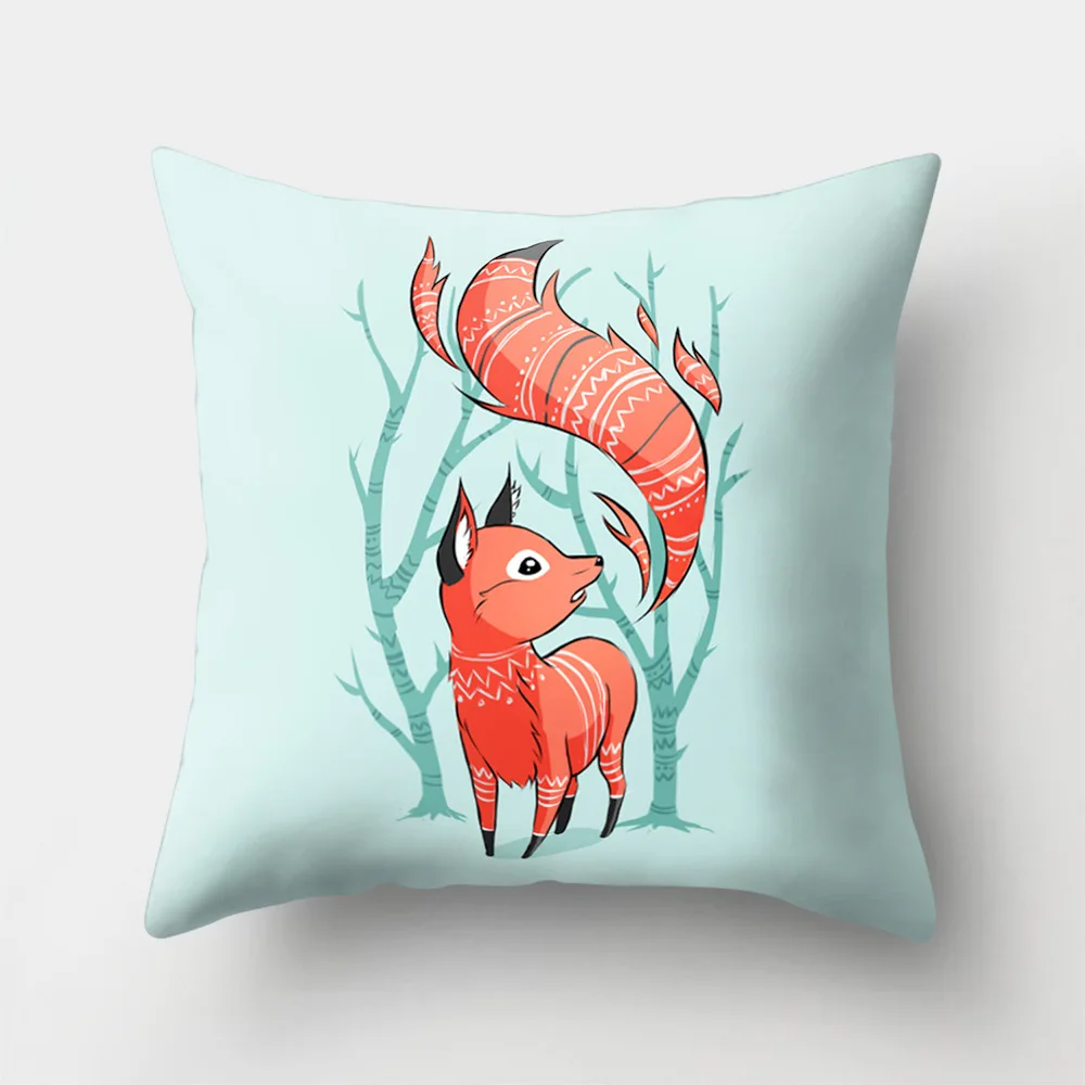 

Decorative Animal Pillowcase Cartoon Lovely Fox Cushion Cover Soft Sofa Car Office Polyester Living Room Home Decor Accessories