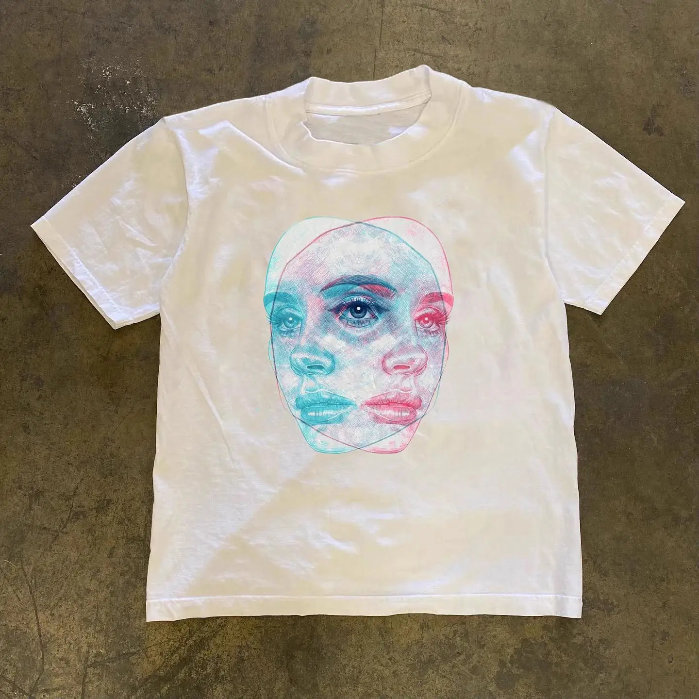 2025 Fashion Face Printed Short Sleeve Cotton T-Shirt Loose Fashion Comfortable Unisex Autumn and Winter Innerwear Drak Style