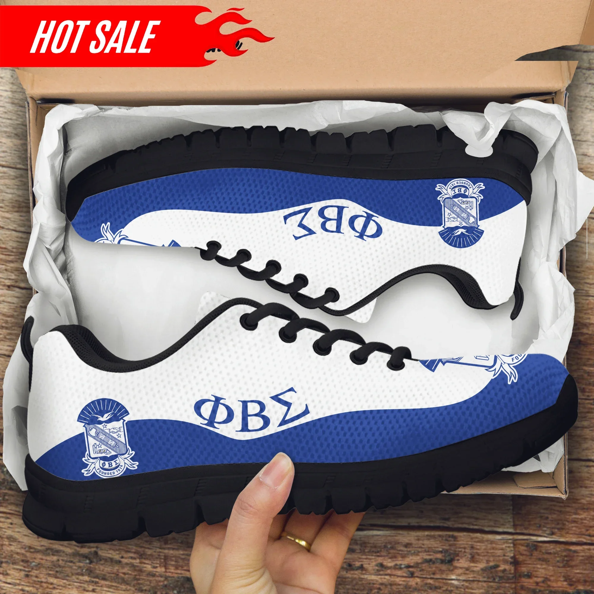 

Phi Beta Sigma Design Lace-up Casual Sneakers Women's Flat Shoes Lightweight Non-Slip Ladies Sport Shoes Zapatillas