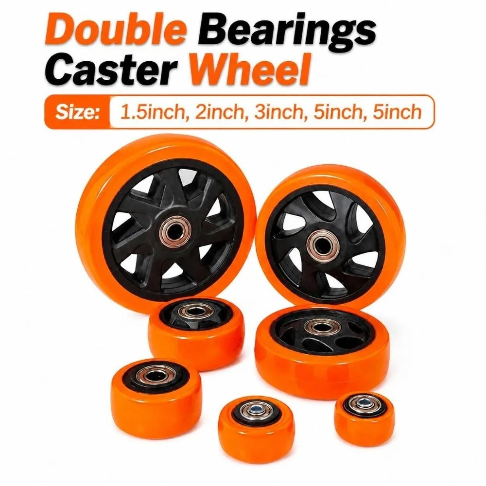 Sturdy Double Bearings Caster Wheel High Load Capacity Orange Trolley Wheel Wear Resistance Replacement Wheel Home Use