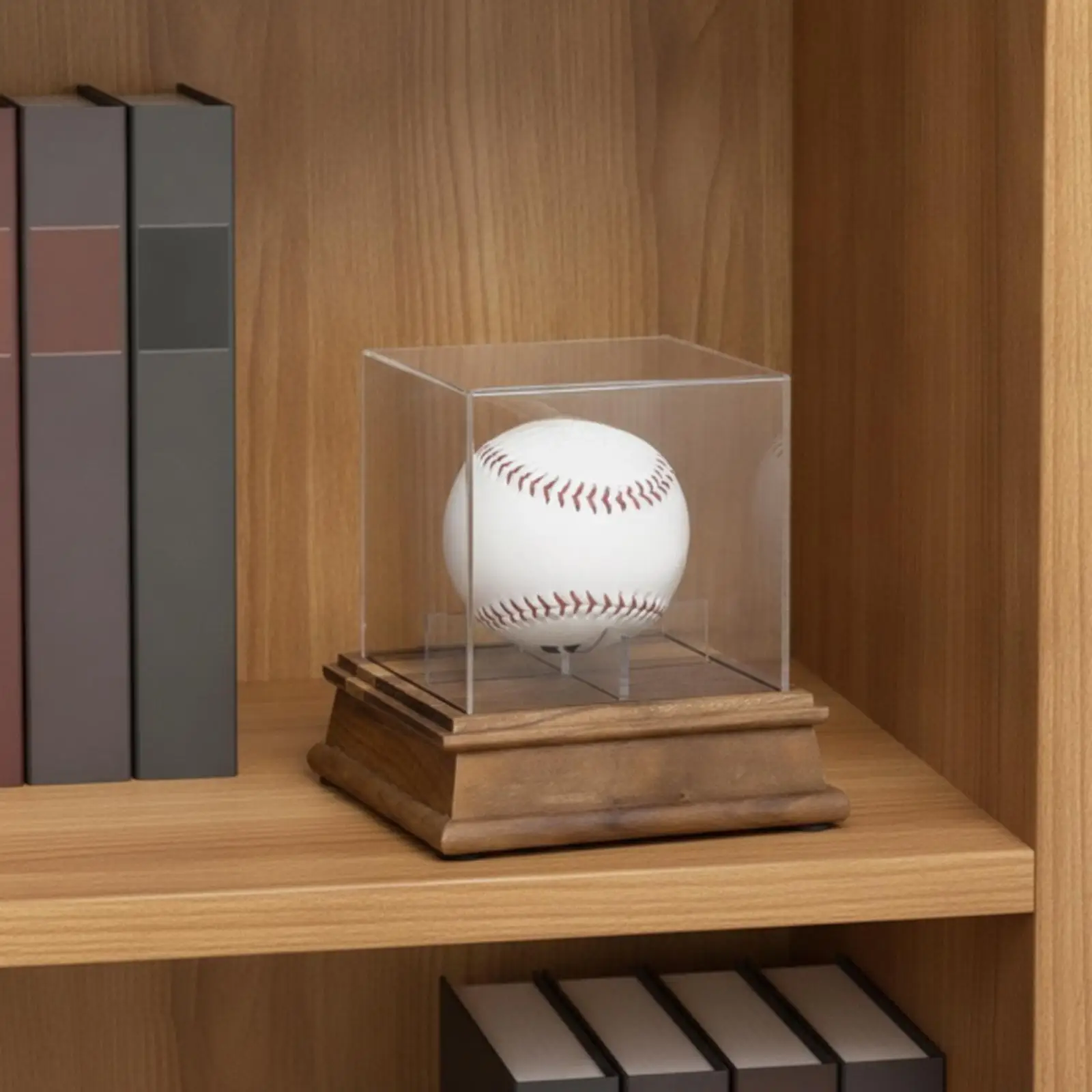 Baseball Display Case Square Baseball Display Box Elegant for Office, Collectors