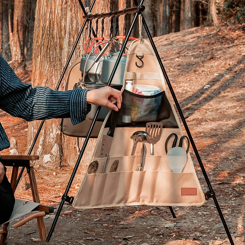 

Portable Triangle Utensil Camping Storage Organizer Hanging Cutlery Holder Outdoor Tableware Pouch Foldable Durable For Hiking
