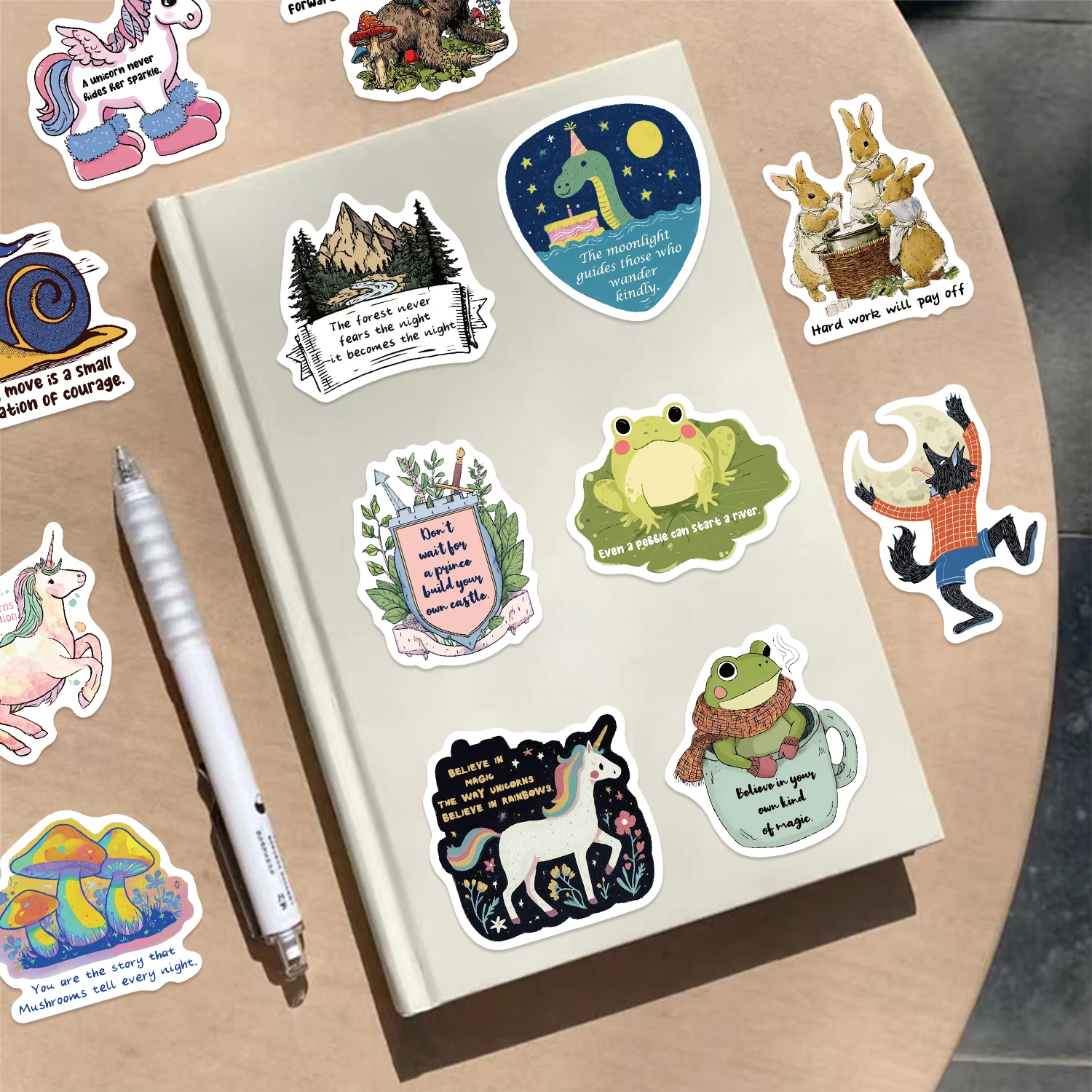 50 pegatinas inspiradoras de cuento de hadas, pegatinas de grafiti exquisitas y geniales, pegatinas de dibujos animados para ordenador portátil, decoraciones de regalo clásicas