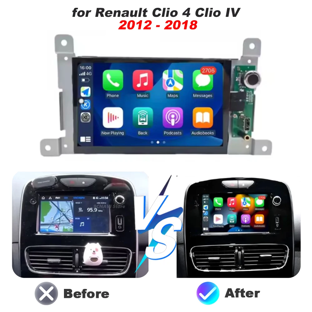 for Renault Clio 4 Clio IV  2012-2018 Android 16 Auto Navigation Wireless Carplay Car Multimedia Video Player Stereo Autoradio