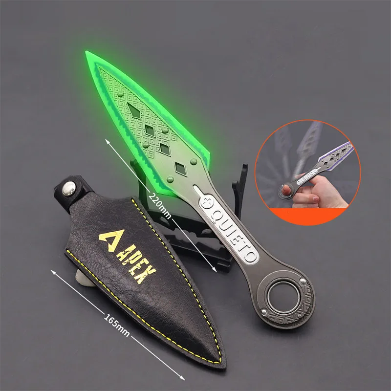 22cm Luminous Rotatable Wraith Kunai Apex Legends Heirloom All Metal Sword Cosplay Prop Knife Collectible Home Ornaments Gifts