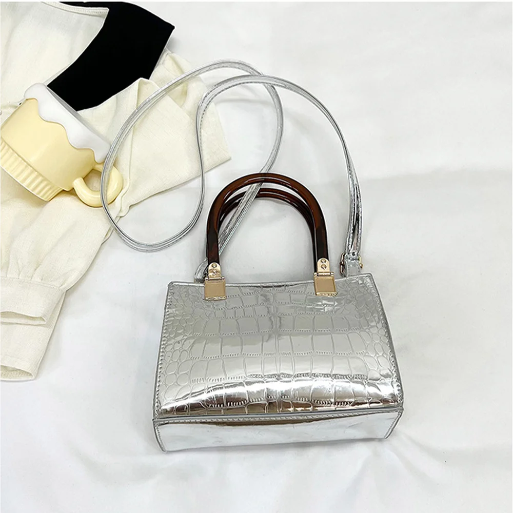 

Lacquer Leather Glossy Gmall Square Bag Handbag Texture Solid Color Small Bag For Women simple And Fashionable Single Shoulder