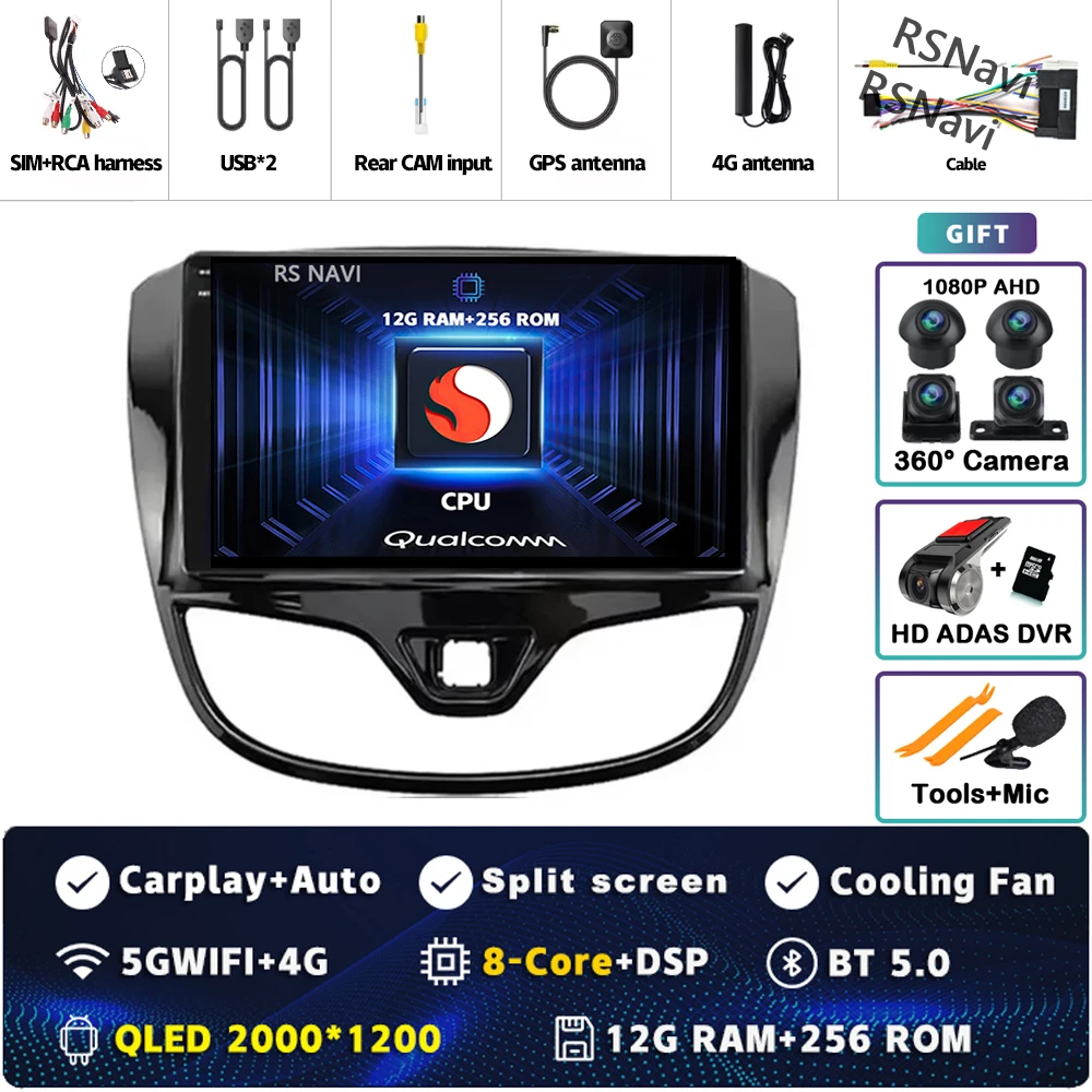 Android 15 Carplay Auto Qualcomm 2K QLED Scherm Autoradio Speler Voor Opel Karl Vinfast Fadil 2017-2020 GPS multimedia Wifi DSP - afbeelding 1