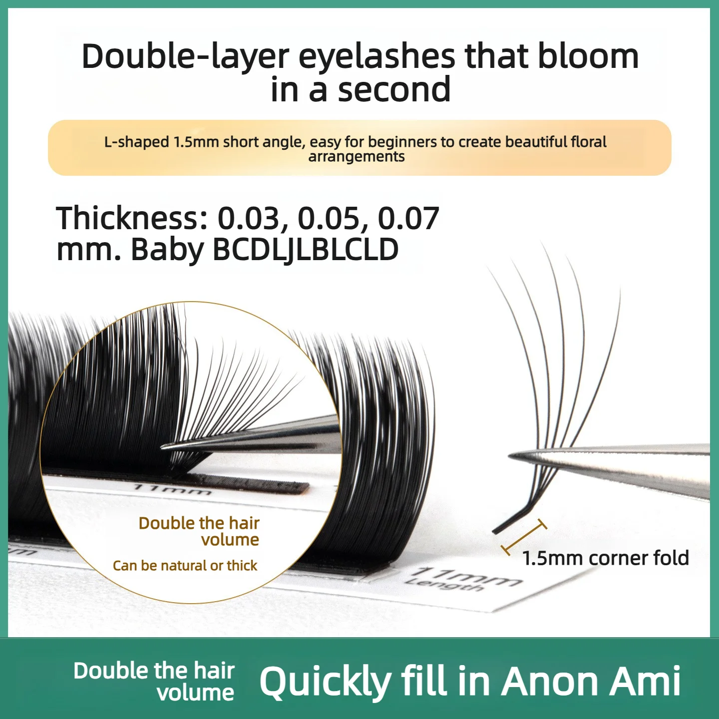 Double Layer Bloom Lashes, 1-Second Auto Fan, No Spreading Roots, C Curl, Professional Salon Eyelash Extensions