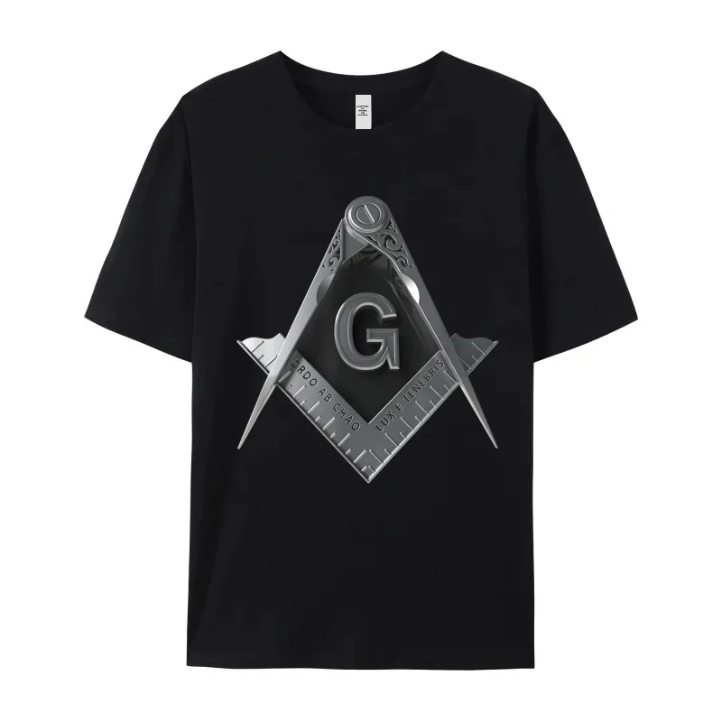 Masonic Shirt Square Compass Freemason Tops Tees Hip Hop Round Neck T-shirts Family Short Sleeve Pure Cotton Youth Tee-Shirt