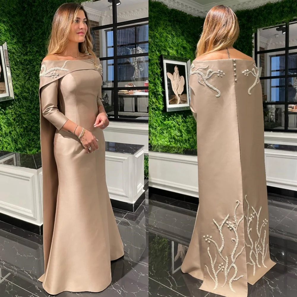 Jiayigong  Prom Satin Applique Birthday Mermaid Boat Neck Bespoke Occasion Gown Midi Dresses