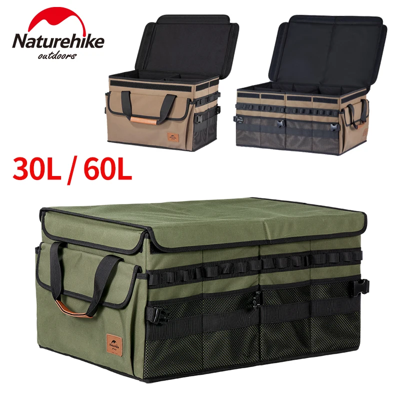 Naturehike Outdoor Folding Storage Box 30L/60L Oxford Cloth Tool Cabinet Camping Picnic PE Cardboard Box Organizer Sundries Bag