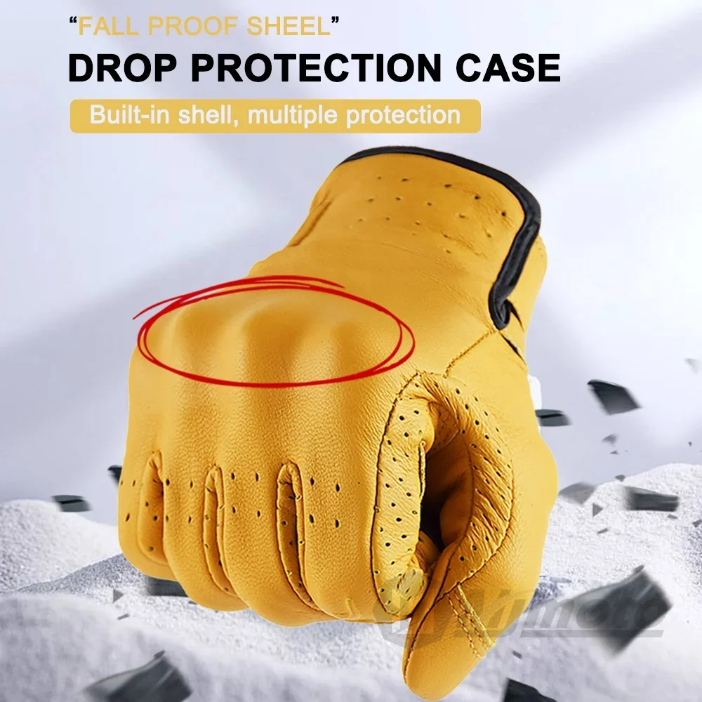 --for Touch Screen Genuine Leather Motorbike Sporting Safety Gloves Anti - Fall Riding Gloves Breathable Motocross Gloves