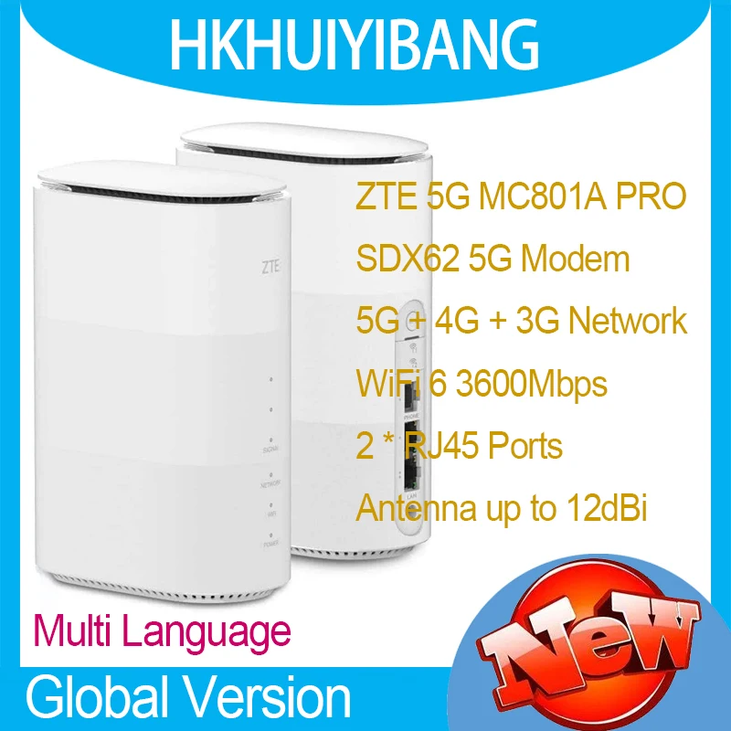 

Разблокированный беспроводной модем ZTE 5G CPE MC801A PRO Wi-Fi 6 AX3600 SDX62 5G NSA SA 4G LTE CAT16 Gigabit Sim Card WiFi Router