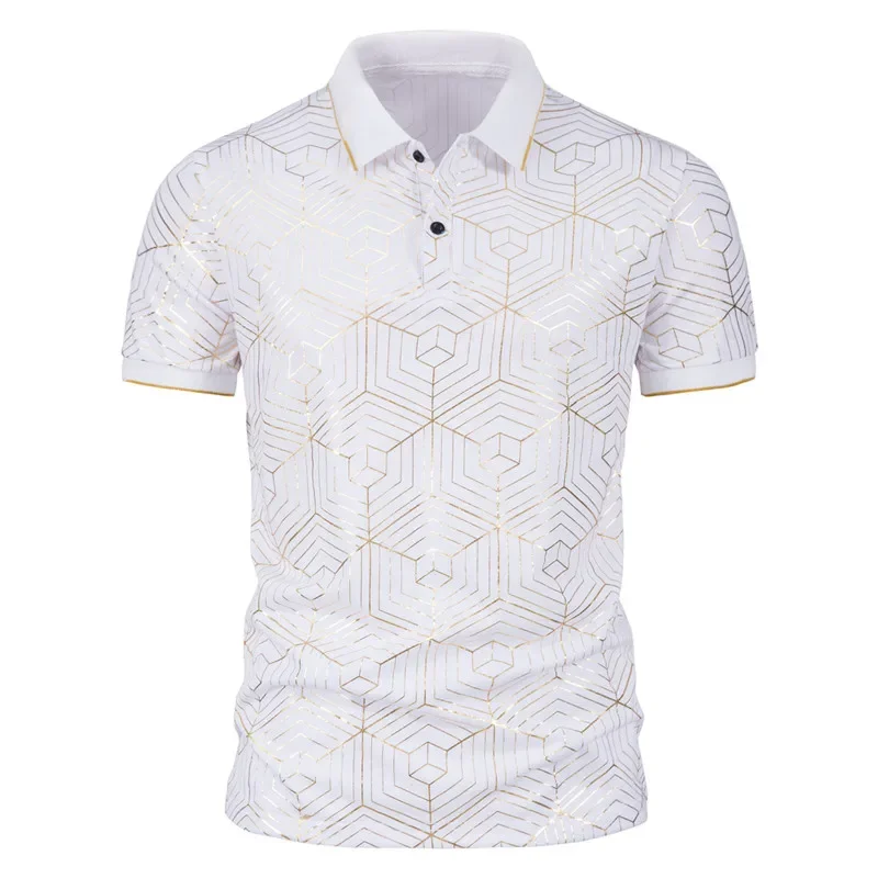 2023 Summer New Men's Loose Large Fashion Spider Web Stamping Print Short Sleeve Fashion Personality Polo T-shirt