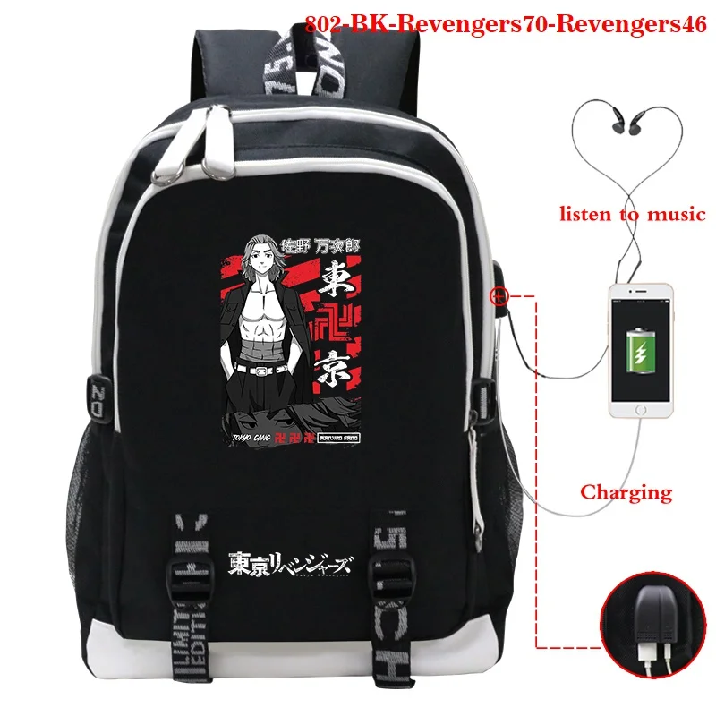 New Tokyo Revengers Multifunction Backpack Men Women Daily Casual Backpack Laptop Backpack Students  Backpack School Bag