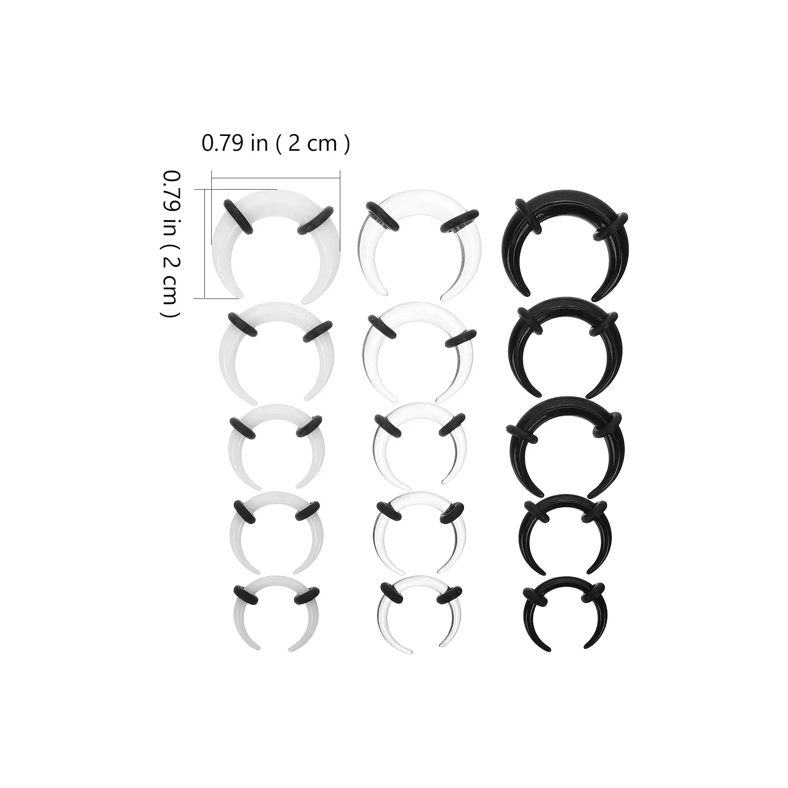 15Pcs Acrylic Septum Rings Septum Pincher Horseshoe Body Piercing Jewelry Nose Ear Cartilage Stretching Kit Party Club Use