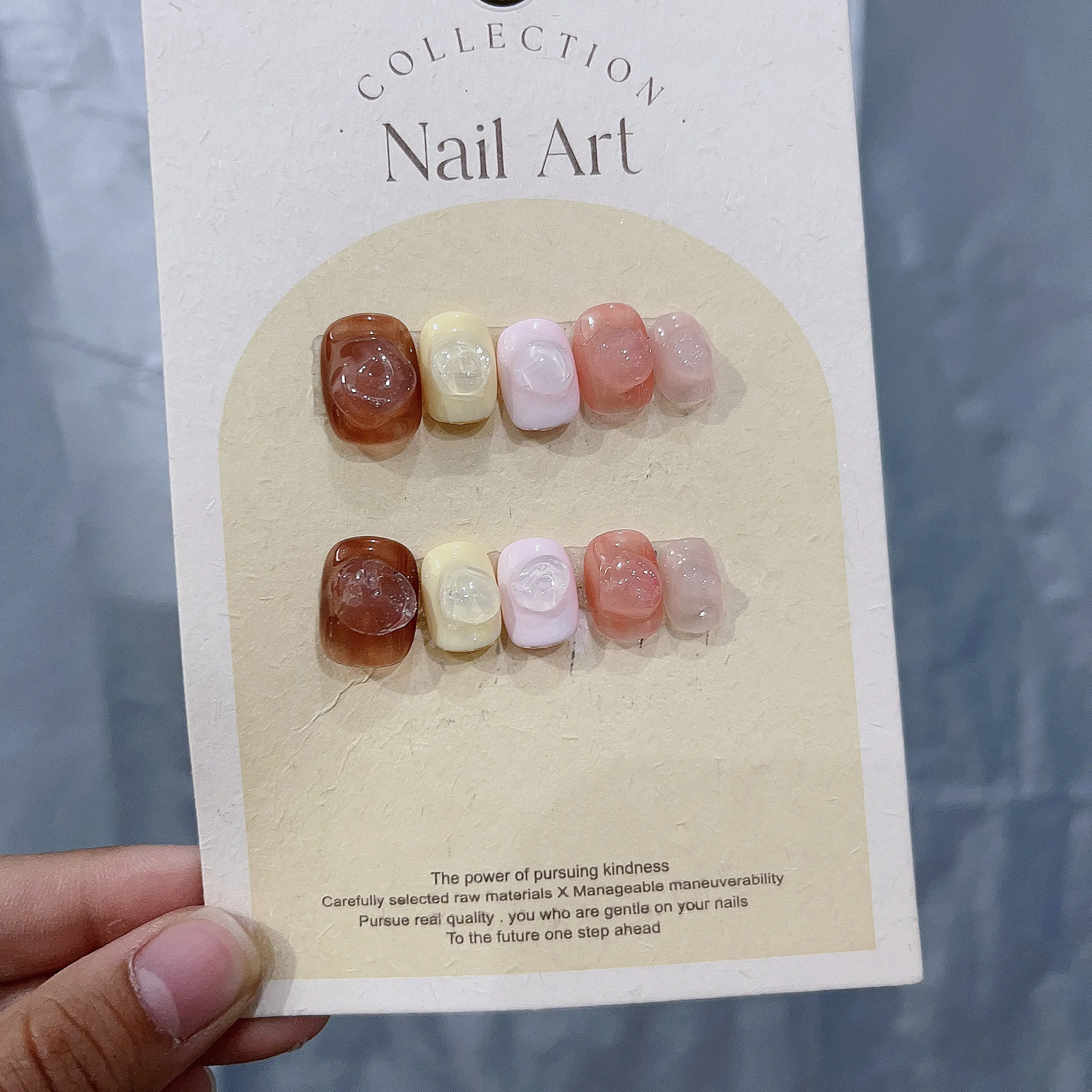 Colorful Jelly Square Press On Nails - Glitter Fake Tips, Fun Art In Emmabeauty Store No.EM1921