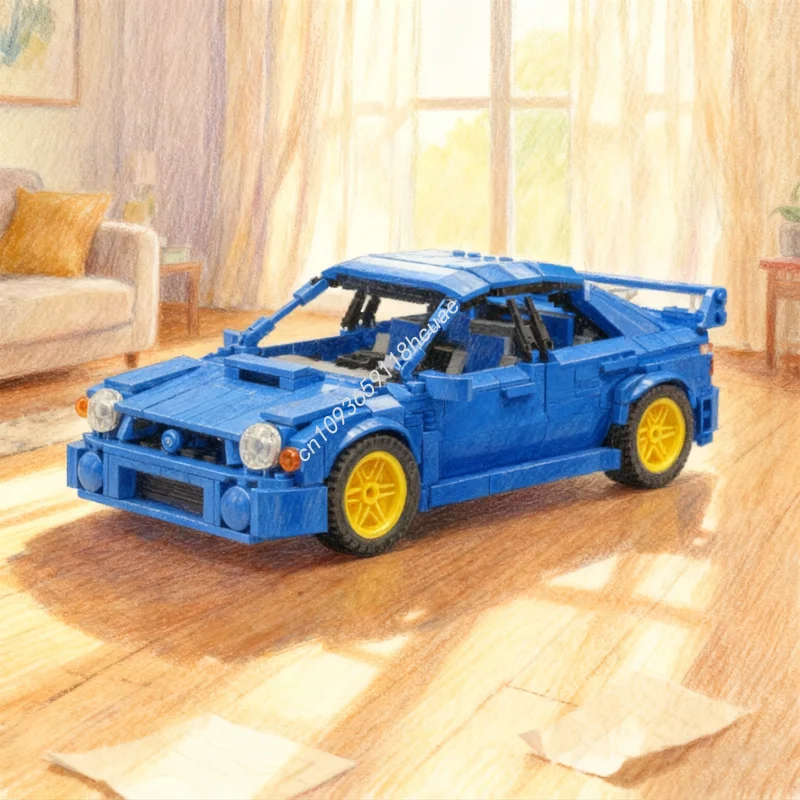 

987 шт. MOC Subaru Impreza WRX STI Bugeye, модель автомобилей, строительные блоки, архитектурная идея, образовательные кирпичи, игрушки, рождественские подарки для детей