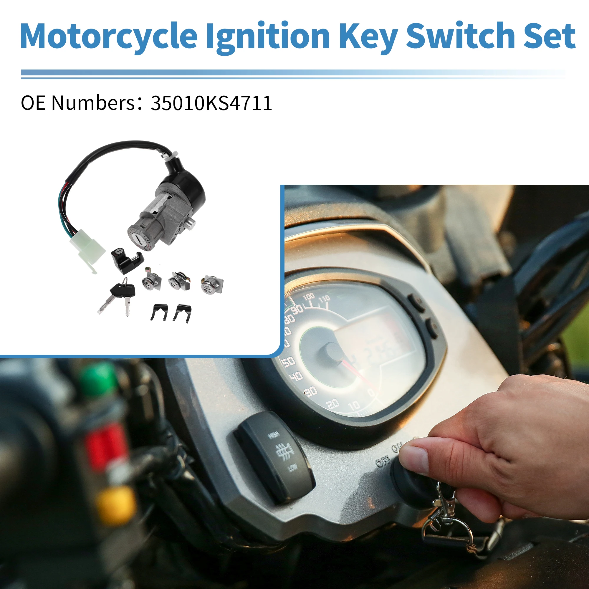 

UXCELL Ignition Key Switch Ignition Switch Lock Set No.35010KS4711 for Honda CN250 Helix 86-07 1 Set