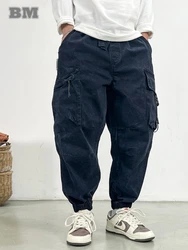 High Quality Snow Wash Distressed Cargo Pants Men Korean Fashion Plus Size Harem Pants Streetwear Joggers Casual Baggy Trousers