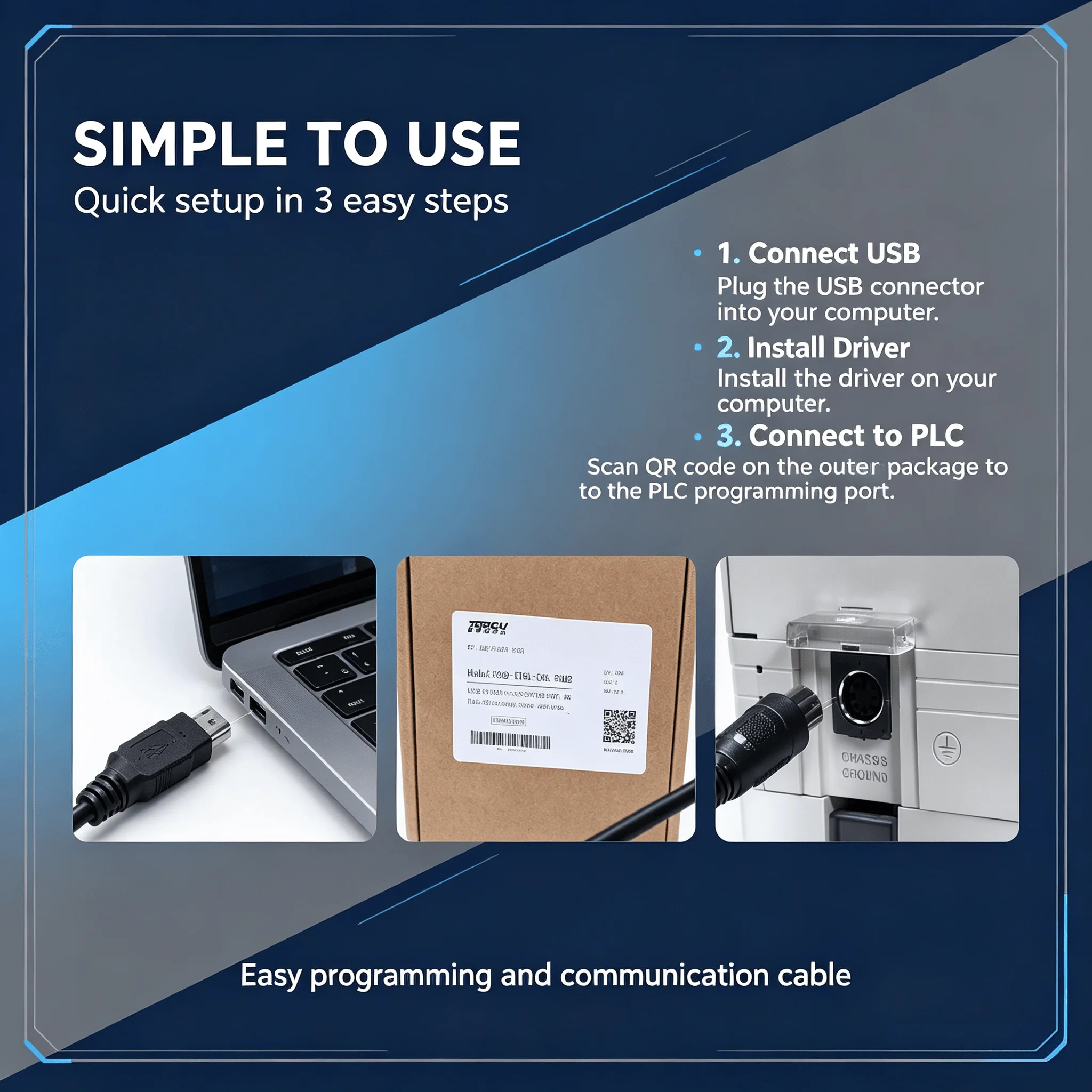 USB to MD8 PLC Communication Cable USB-1761-CBL-PM02 3M CH340 Chip for AB MicroLogix 1000 1200 1400 Data Transfer