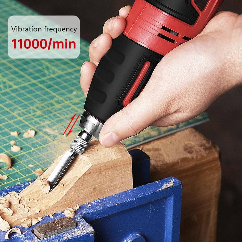 60W 220V Electric Carving Knife Chisel Set with 5PCS Blades Wood Carving Pen Power Graving Chisel Root Carve Tools 11000/min