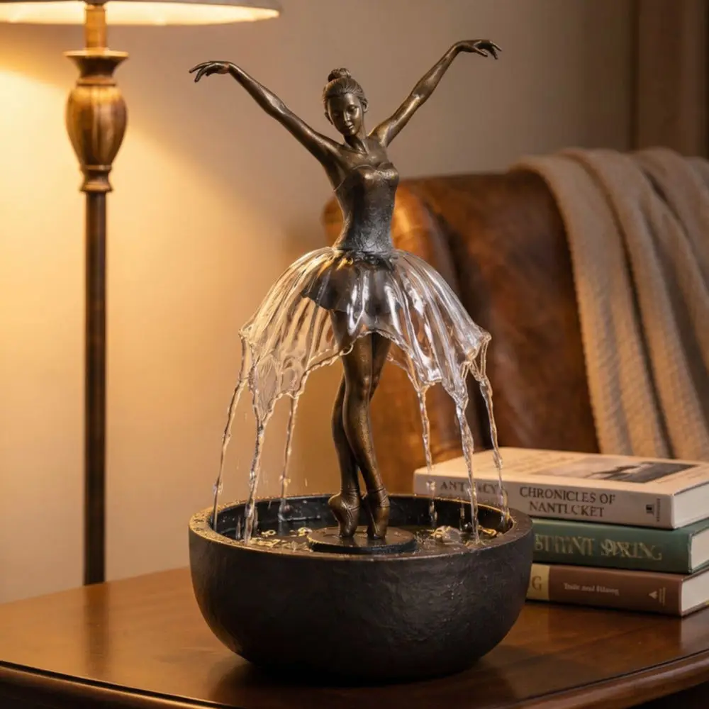 Modern Ballerina Tabletop Water Fountain 3D Printed Ornament Aesthetic Waterfall For Home Decor Desktop Sculpture