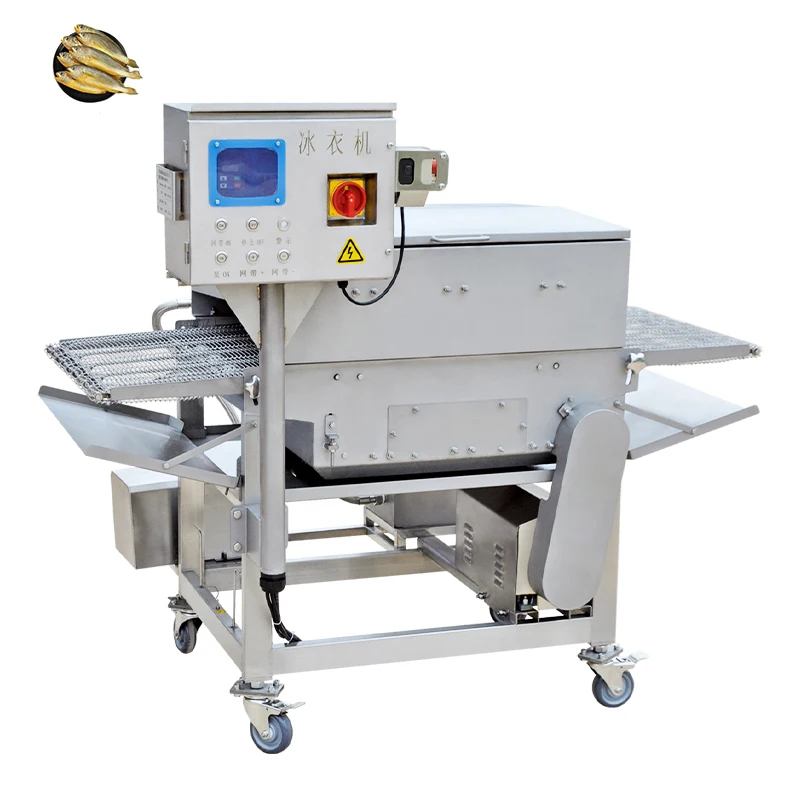 SUS304 Automatic Continuous Ice Glazing Machine Frozen Meat Seafood Ice Coating Machine Food Processing Equipment