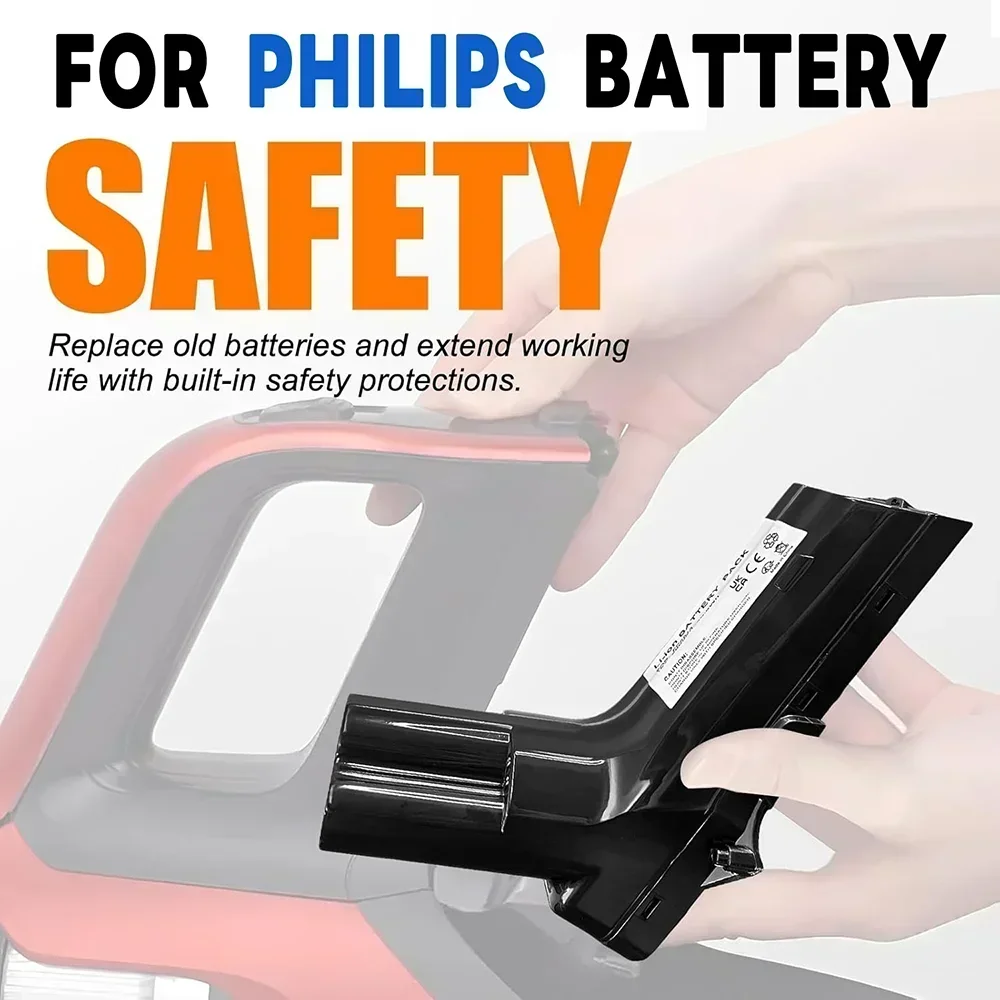 25.2V 5000Ah Battery for Philips Vacuum Cleaner SpeedPro Max Aqua SpeedPro Max Stick XC8147 FC6822 FC6823 FC6904 FC6908