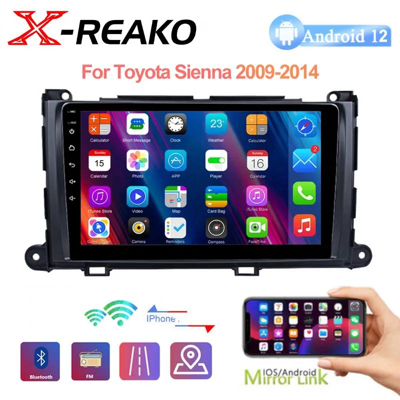 

X-REAKO QLED DSP 6G+128G Android 12 For TOYOTA SIENNA 2011-2014 Car Radio Multimedia Video Player GPS Navi Stereo Carplay