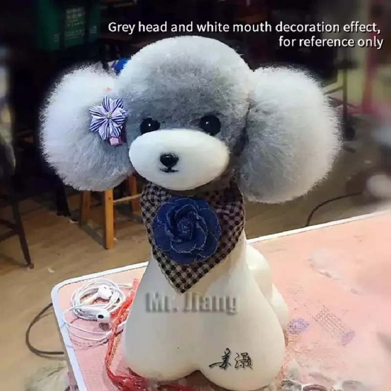 Dog Accessories Teddy Bear Dog Head Wigs Only Pet Grooming Tool Groomer Trimming Practice Model Dog Head Fur (No Head Model)