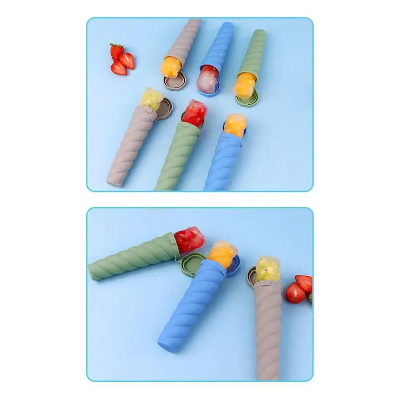 Silicone Popsicle Molds Reusable Long Silicone Ice Cream Sleeves Popsicle Maker 3-Color Freezer Tubes With Lids For Snacks