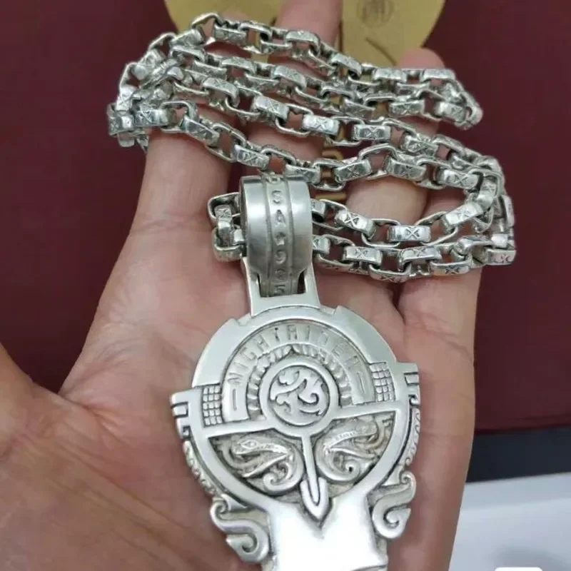 الصين التبتية الفضة العرقية نمط الأسد قلادة قلادة الأزياء والمجوهرات شخصية الرجال والنساء تميمة هدية #2