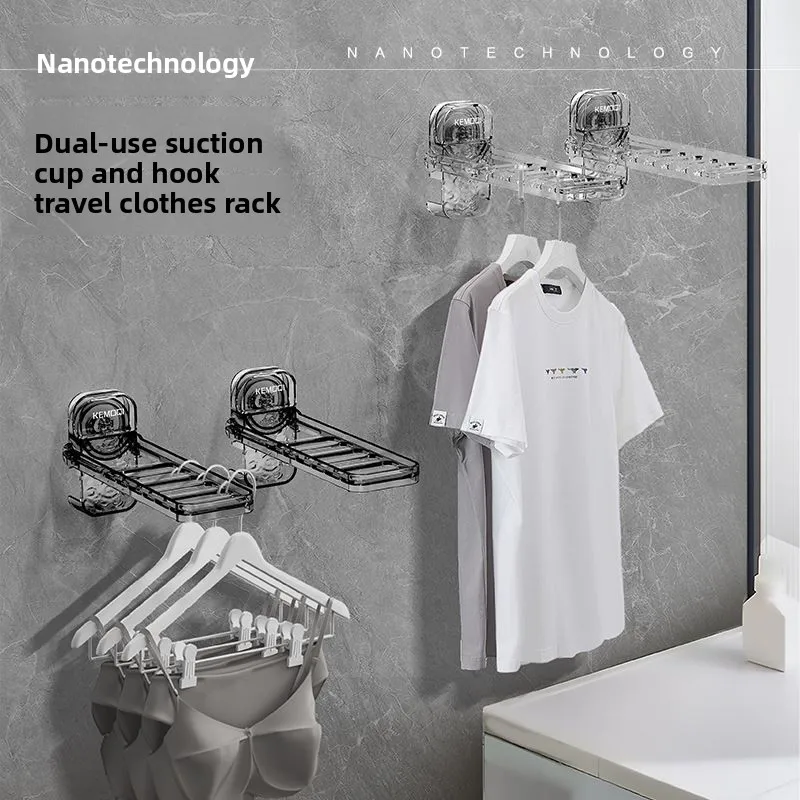 

Portable Travel Hanger Suction Cup Hotel No Drilling Foldable Multi Functional Storage Device Plastic Japanese Style
