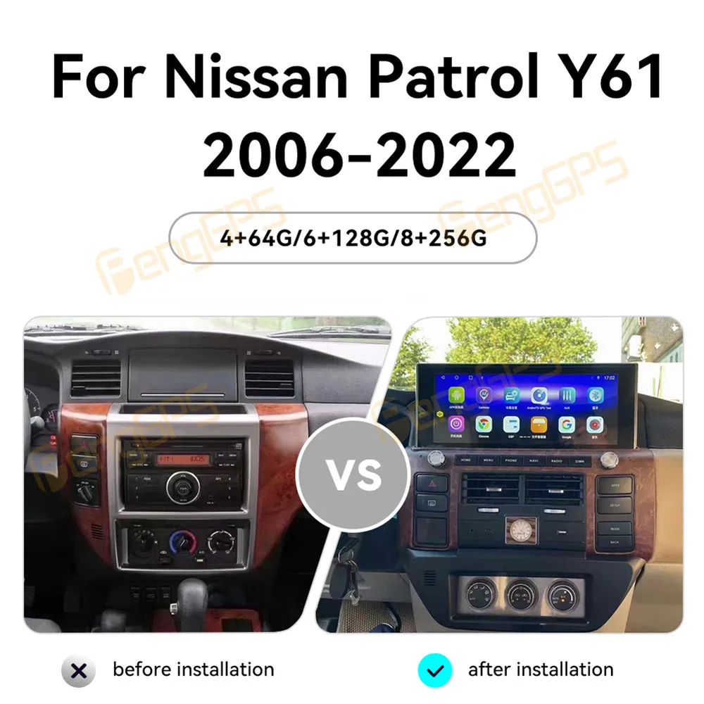 

12.3" Car Radio For Nissan Patrol Y61 2006-2022 GPS Navigation Multimedia Stereo Player Carplay Unit AI Touch Screen DSP WIFI 4G