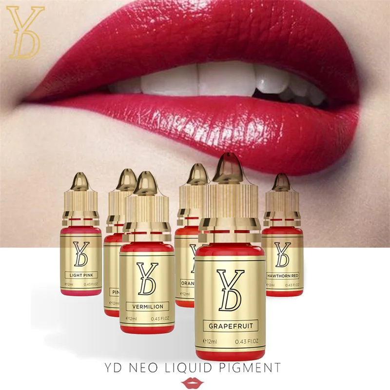 YD 12ML Lippen Pigment Tattoo Inkt Microblading Micropigmentie Pigmenten Professionele Permanente Make-up Vrouwen Lip Schoonheid Tatoeages Rood