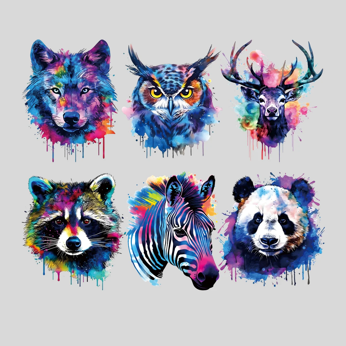 1/6pcs Zebras, Deer, Pandas Animal Heat Sticker On T-shirt DIY Washable Iron On Transfer For Clothing Bag Patch On Clothes